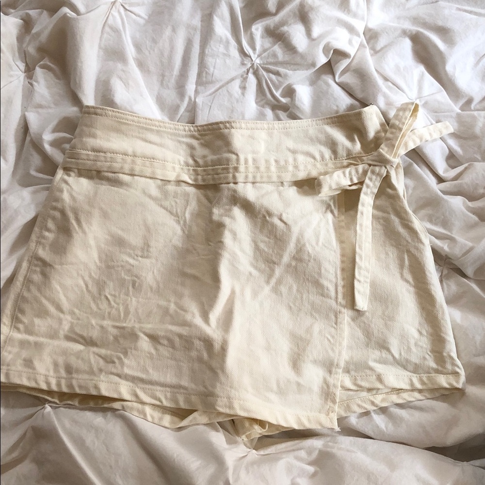 Zara Cream Skort with Tie Detail